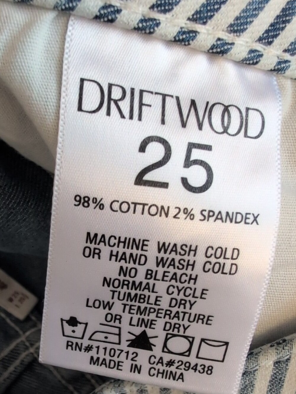 DRIFTWOOD PinStriped Wide Leg Floral Embroidery Fray Hem Jeans 25 710A - Picture 8 of 9